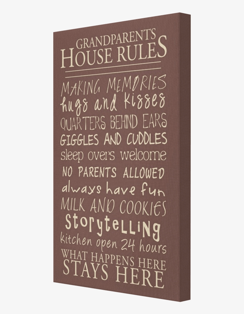 Grandparents House Rules Canvas - Commemorative Plaque, transparent png #8995514