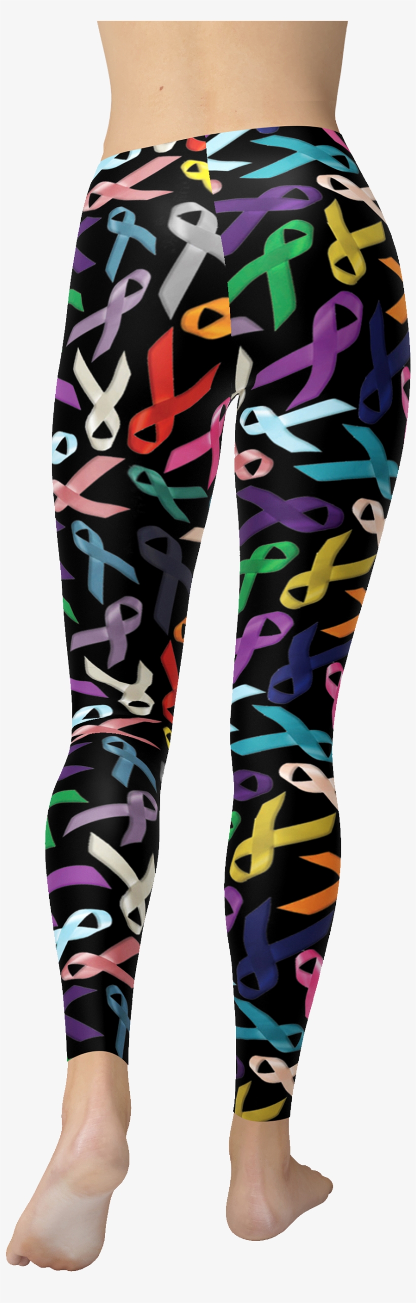 Cancer Ribbons Black Leggings - Tights, transparent png #8997432