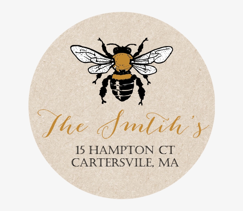 Honey Bee Return Address Label - Bumble Bee Vintage Black And White, transparent png #8999748
