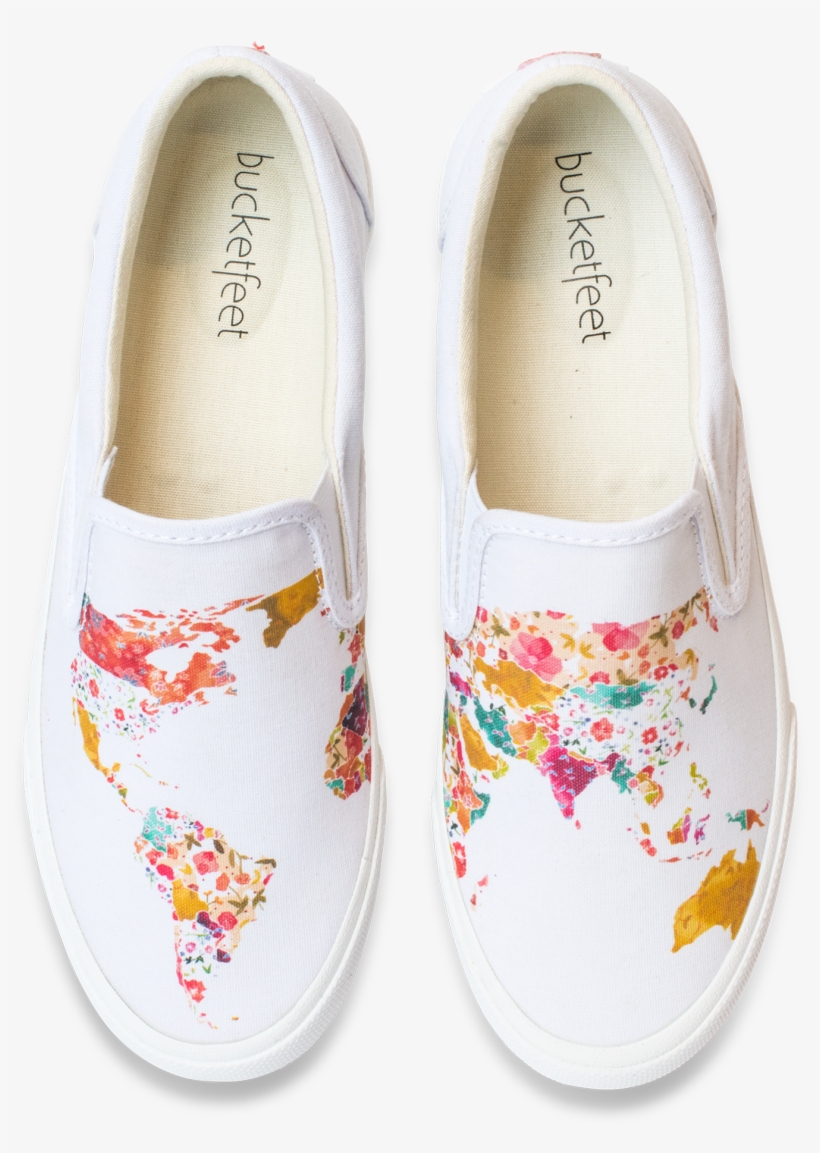Watercolor Ameets Canvas In These White Slip-ons By - รองเท้า สวย ๆ ผู้หญิง, transparent png #91005