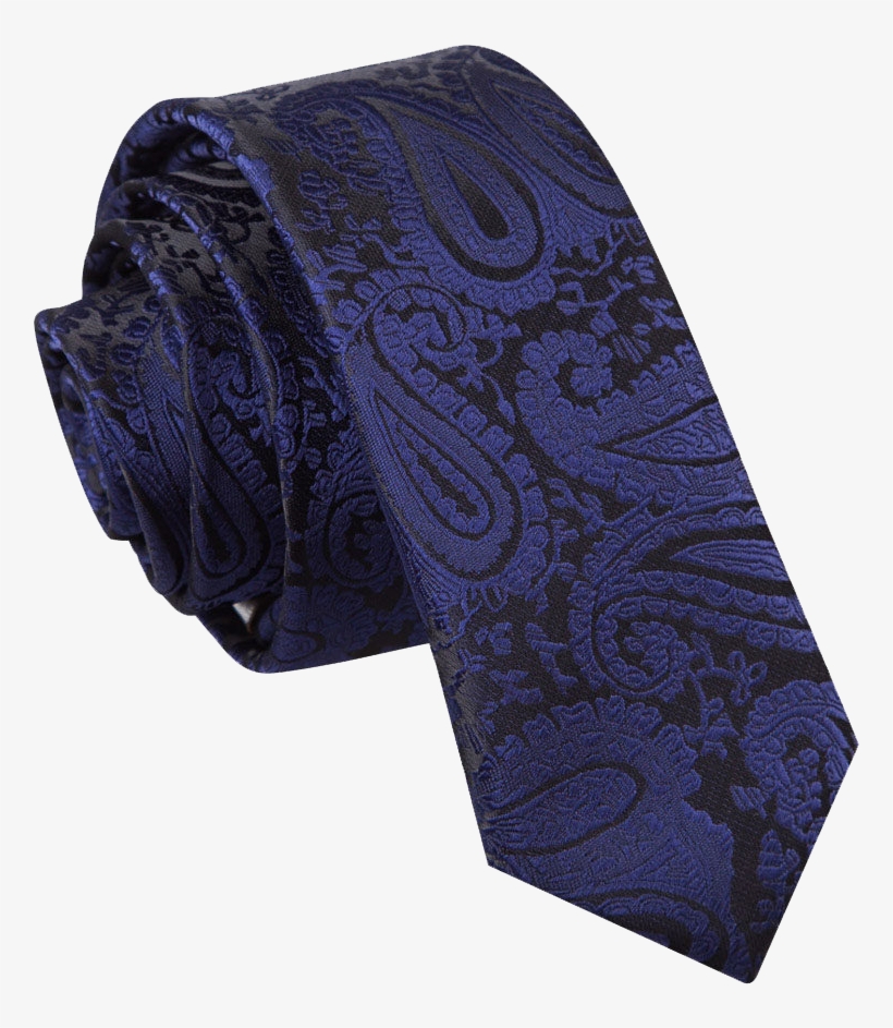 Tie Png Background - Dark Blue Paisley Tie, transparent png #91649