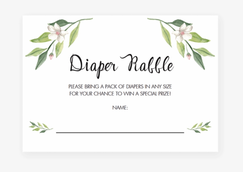 Green Foliage Baby Shower Diaper Raffle Tickets Printable - Greenery Diaper Raffle Tickets, transparent png #91753