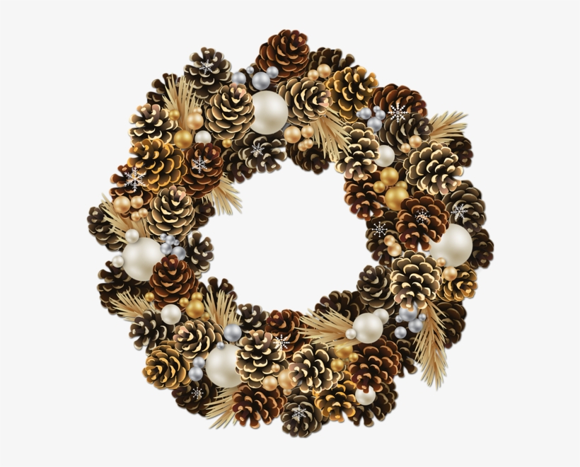 Graphic Transparent Transparent Christmas Wreath With - Pine Cone Christmas Wreath Png, transparent png #92503