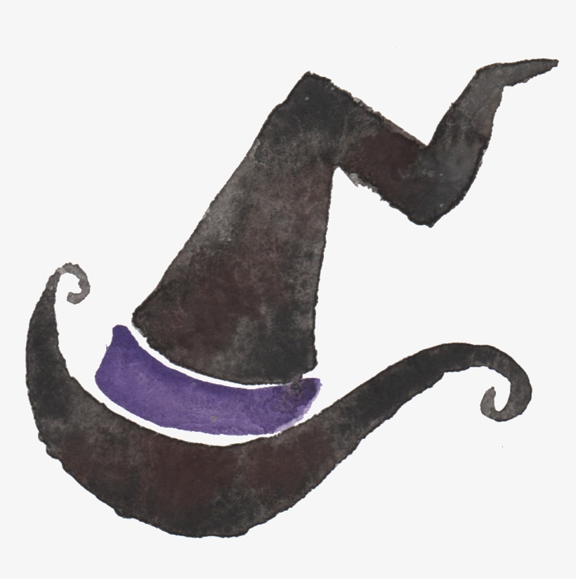 Black Watercolor Hand Painted Wizard Hat Transparent - Portable Network Graphics, transparent png #92586