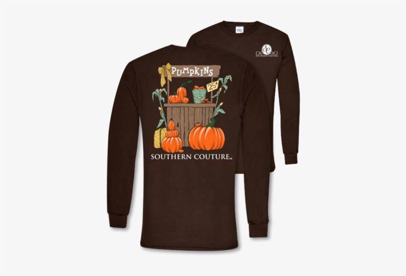 Southern Couture Preppy Pumpkin Stand Fall Long Sleeve - Preppy Fall T Shirts, transparent png #93284