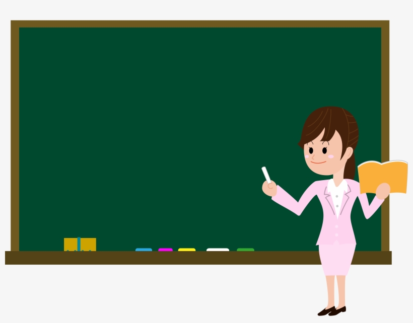 Download Female Teacher On Blackboard In Classroom - Teacher With Blackboard Png Cartoon, transparent png #93485