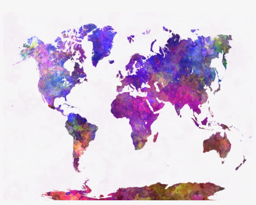 Graphic Library Map Wall Allposters Com Beautiful Allposterscom - Watercolor World Map Png, transparent png #93886