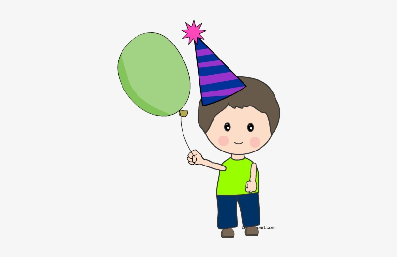 Cute Birthday Boy Holding A Balloon Clip Art Image - Cartoon, transparent png #95089