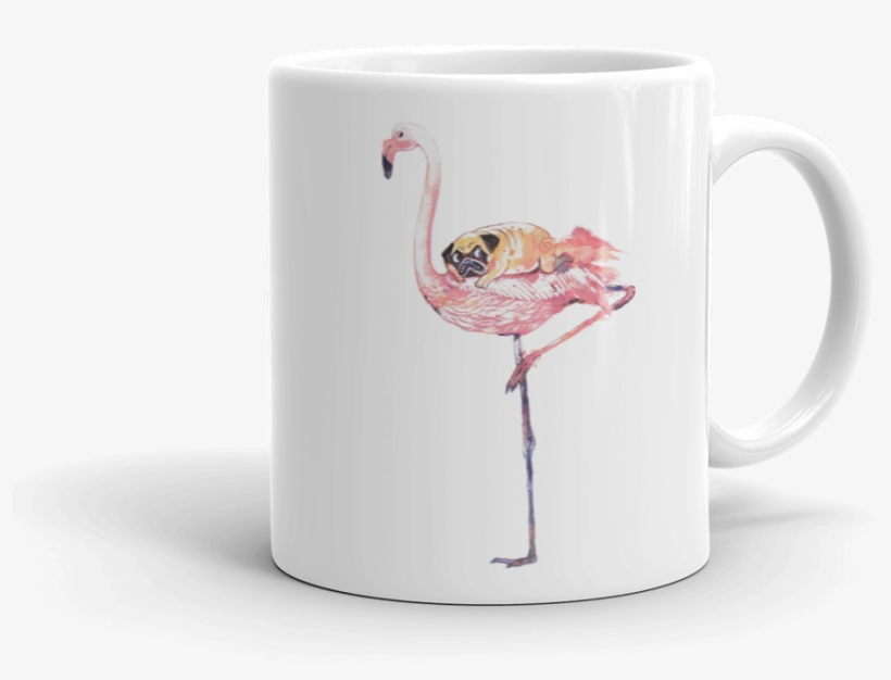Flamingo And Pug Watercolor Mug - Madrinha Do Ano, transparent png #95351