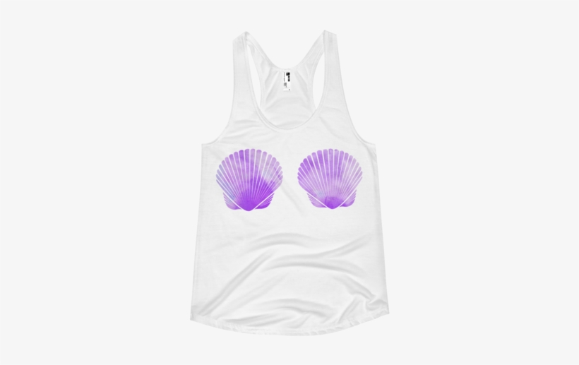Watercolor Mermaid Clam Shell Women's Racerback Tank - Active Tank, transparent png #95519
