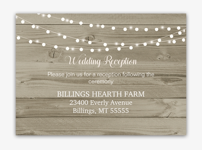 Rustic Wood String Lights Wedding Reception Card - Wedding Reception, transparent png #96114