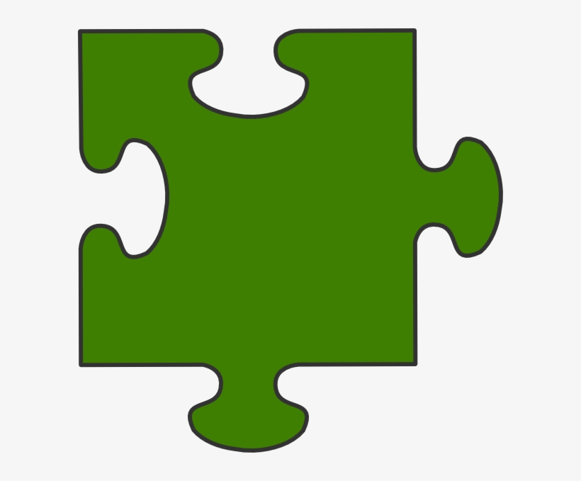 Green Border Puzzle Piece Clip Art At Clker - Single Puzzle Pieces Green, transparent png #96867