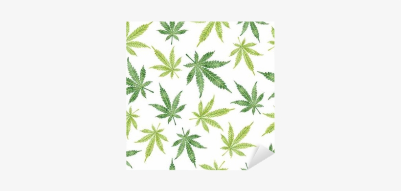 Watercolor Marijuana Leaves Seamless Pattern - Cannabis Background, transparent png #96965