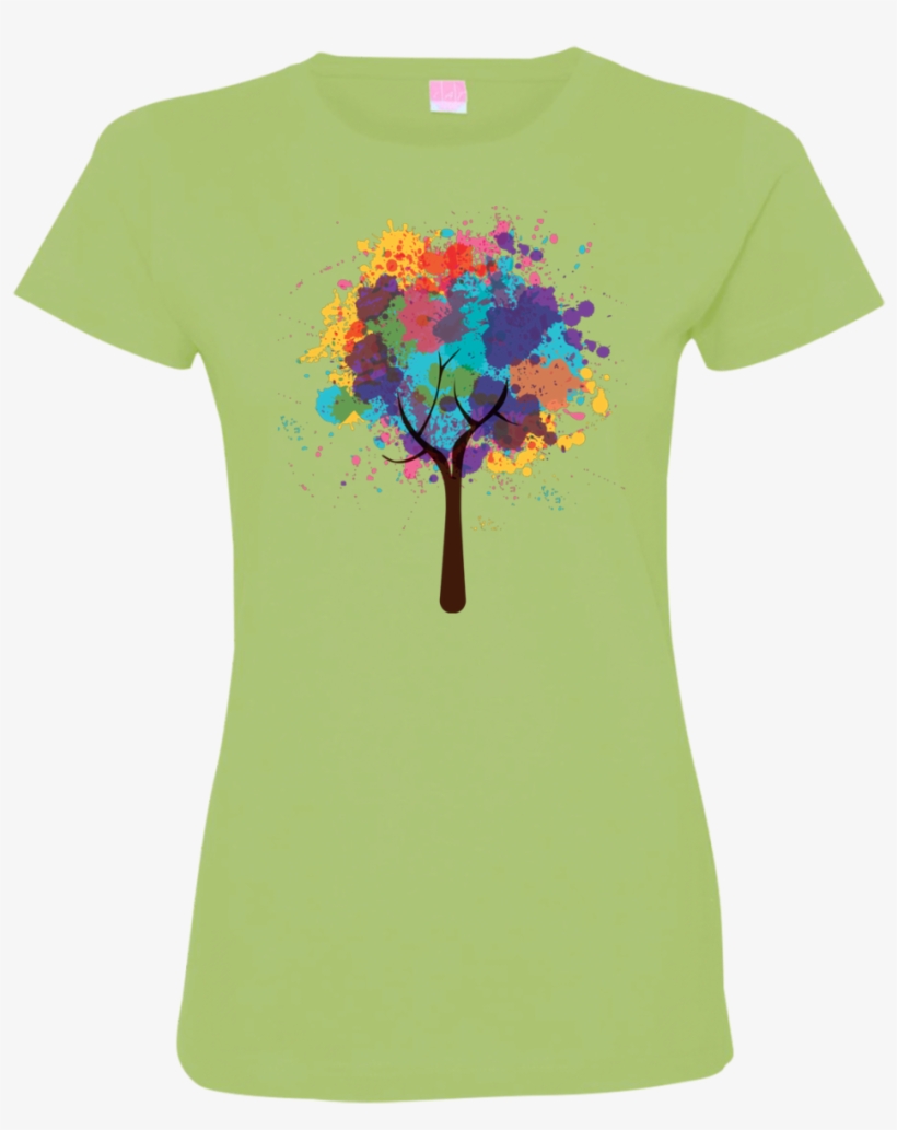 Watercolor Tree Ladies T Shirt - T-shirt, transparent png #97008