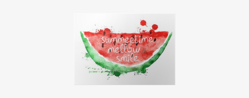 Watercolor Illustration With Slice Of Watermelon - Women Watermelon With Quotes Printed Canvas Tote Shoulder, transparent png #97030