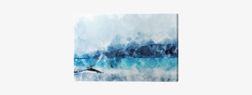 Sand Beach At The Island, Blue Water In The Sea, Digital - Watercolor Painting, transparent png #97059
