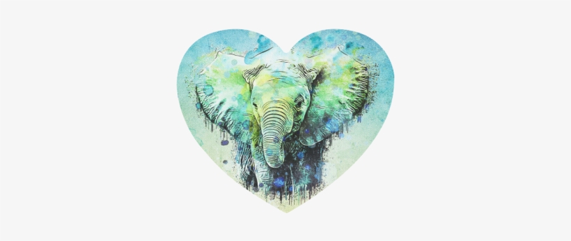 Watercolor Elephant Heart-shaped Mousepad - Watercolor Elephant, transparent png #97150