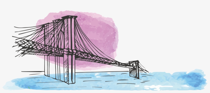 Brooklyn Watercolor Painting Drawing Bridge - Watercolor Painting, transparent png #97567