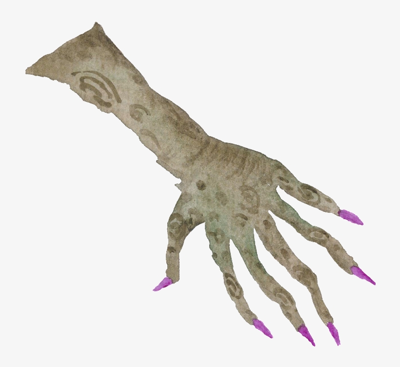 Hand Painted Watercolor Magic Hand Halloween Transparent - Witch Hand, transparent png #98565