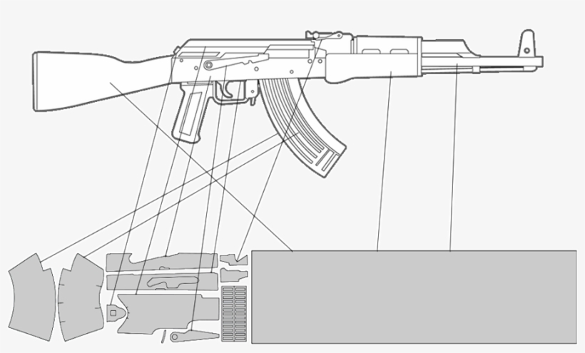 Drawn Pistol Ak - Template Ak47, transparent png #98951
