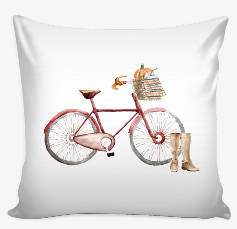 Red Watercolor Fall Bicycle With Pumpkins And Throw - Pitbull Yoga, transparent png #98974