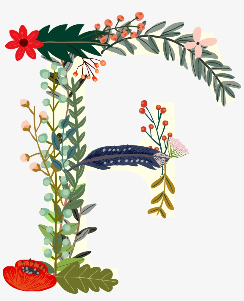 Watercolour - Garden Of Letters Linen Printed Tea Towel, Verdant,, transparent png #99219