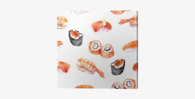 Sushi, Roll, Gunkan Seamless Sea Food Pattern - Oliver Gal Blakely Home 'eat Sushi' Canvas Art (16x20),, transparent png #99269