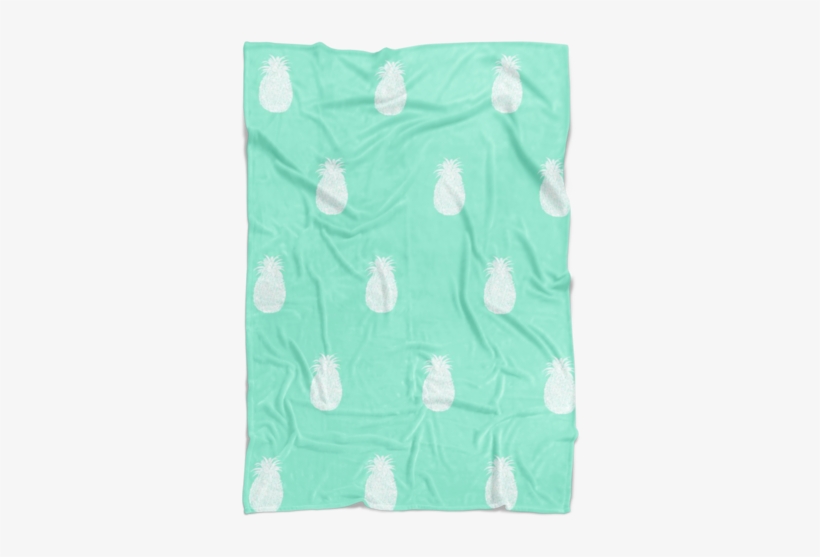Mint With White Pineapples Fleece Throw - Navy Knot Personalized Month Milestone Baby Blanket, transparent png #900564