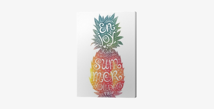 Bright Colors Hand Drawn Watercolor Pineapple Silhouette - Poster, transparent png #900587