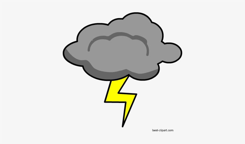 Grey Cloud And Lightening Free Png Clip Art Image - Grey Clouds Clipart, transparent png #901358