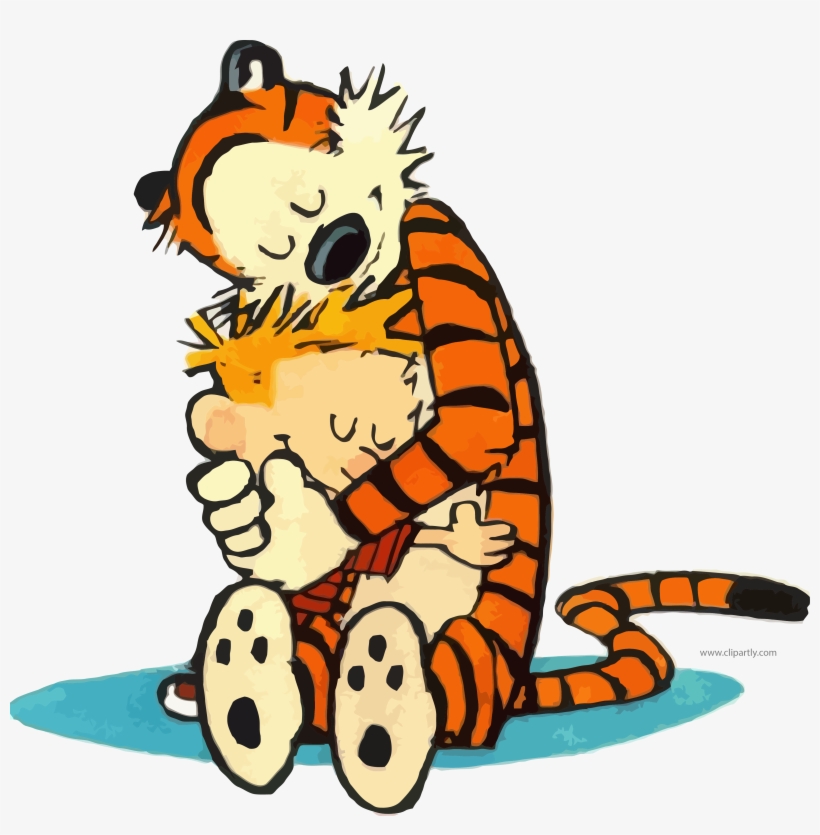 Sleeping Tigger And Boy Hug Clipart Png - Calvin And Hobbes Hug, transparent png #902057