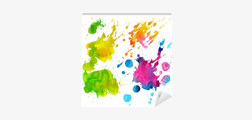 Set Of Watercolor Colorful Drops And Spray On A White - Watercolor Painting, transparent png #907372