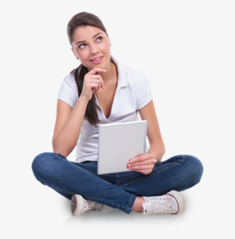 Thinking Woman Png Free Download - Woman With Laptop Png, transparent png #908607
