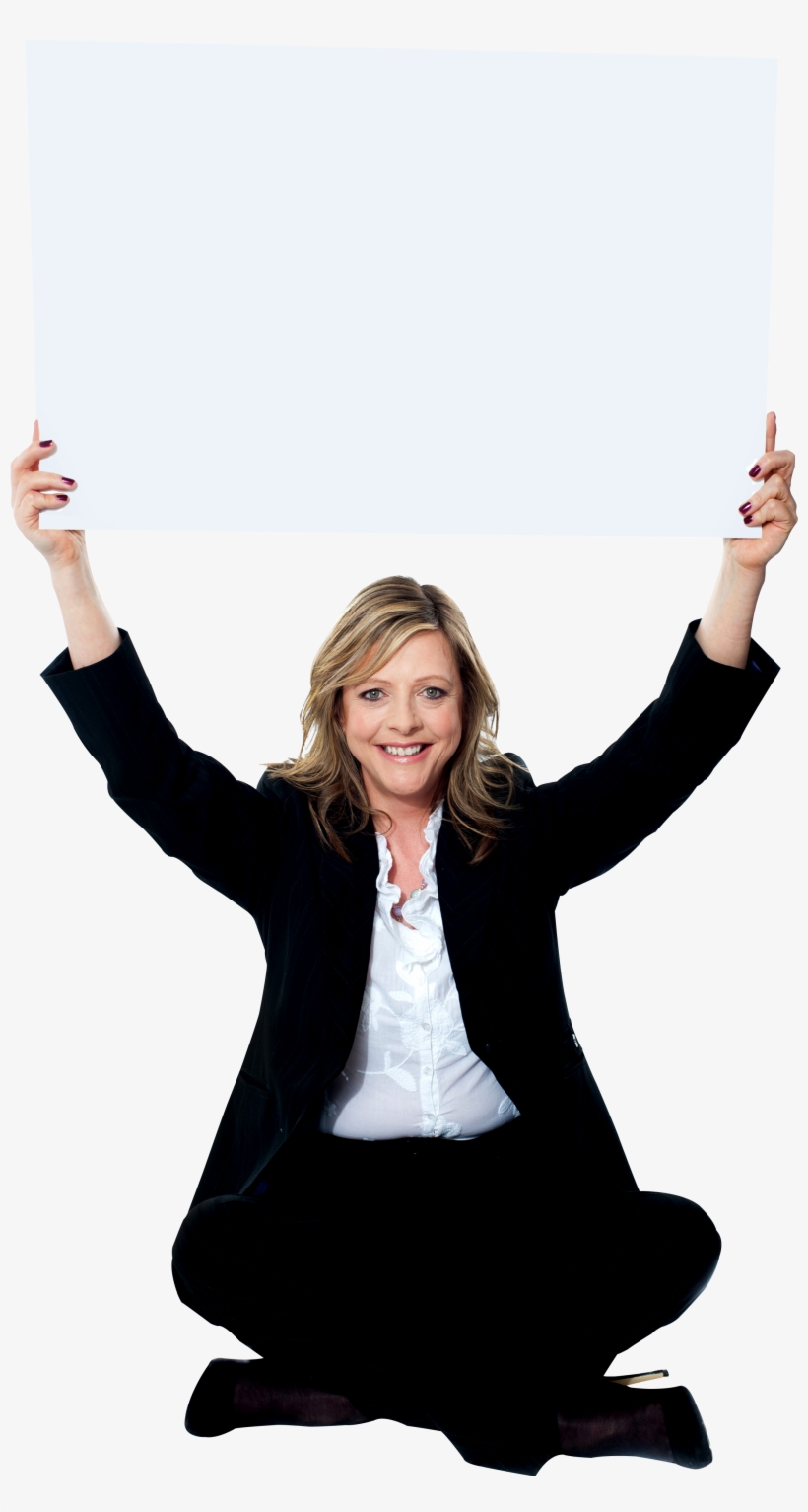 Girl Holding Banner Png Image - Holding Up A Whiteboard, transparent png #908610