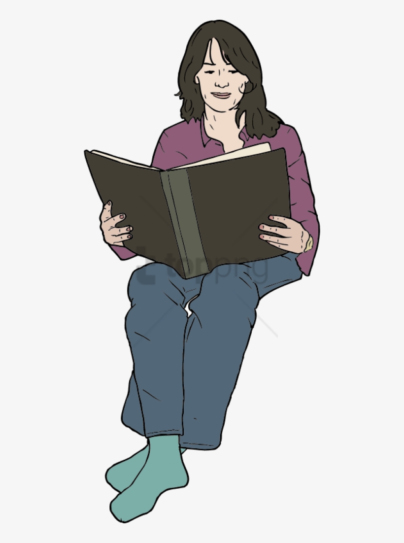 Lady, Woman, Reading, Cartoon, Book, Sitting - Woman Reading Clipart, transparent png #908728