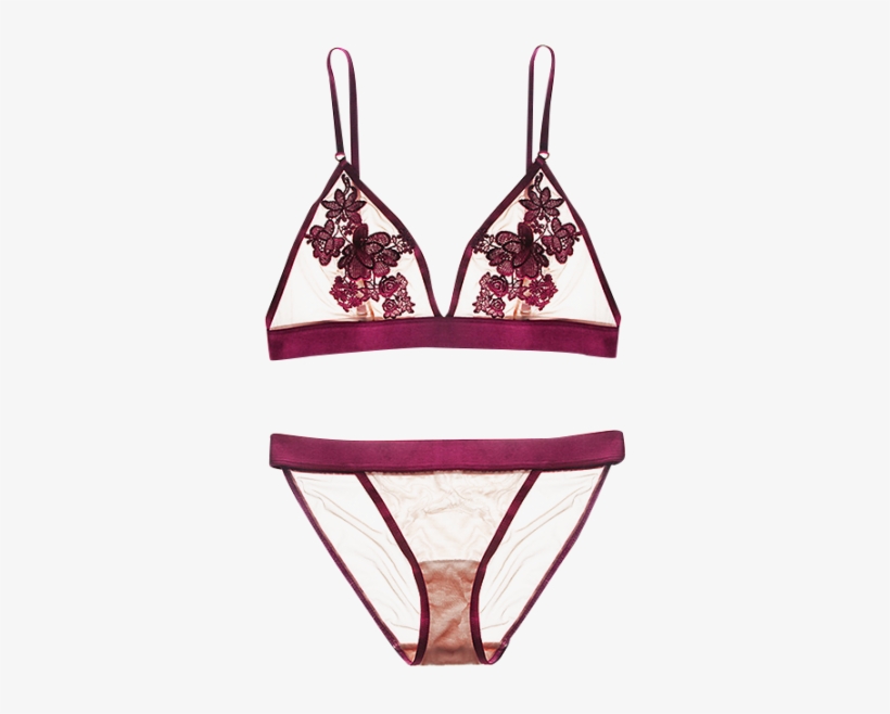 Floral See-through Bra Set - Bra, transparent png #909291