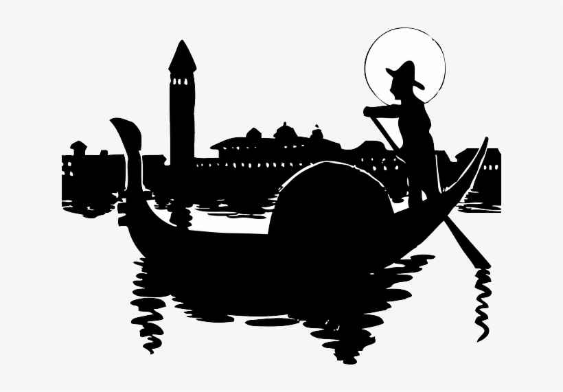 Water, City, Silhouette, Cartoon, Italy, Italian, Boat - Venice Clipart, transparent png #909689