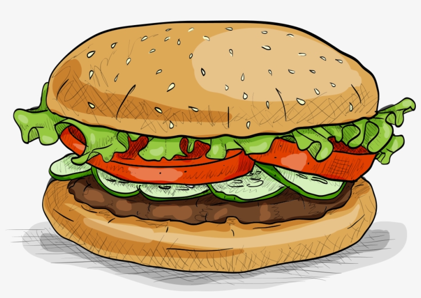 Hamburger Fast Food Veggie Burger - Hamburger Burger Vector Png, transparent png #909805