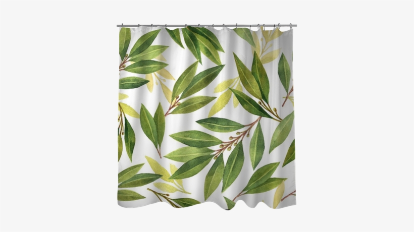 Watercolor Bay Leaf Seamless Pattern Of Flowers And - Curtain, transparent png #909844