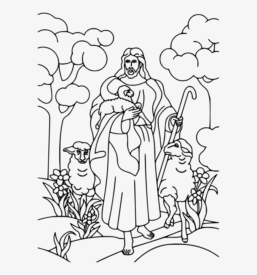 Medium Image - Jesus The Good Shepherd Coloring Pages, transparent png #9001748