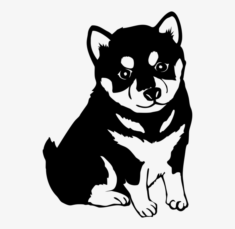 Dog Png Clipart - Black Shiba Inu Drawing, transparent png #9004156