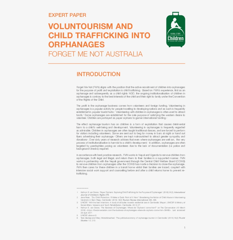 Voluntourism And Child Trafficking Into Orphanages - Ecpat, transparent png #9005482