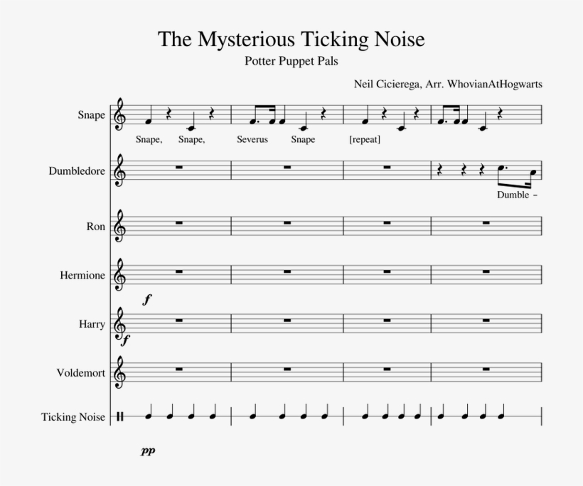 The Mysterious Ticking Noise - Sheet Music, transparent png #9006559