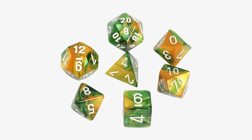 Gemini Polyhedral Gold Green White X7 - Dice Game, transparent png #9009538