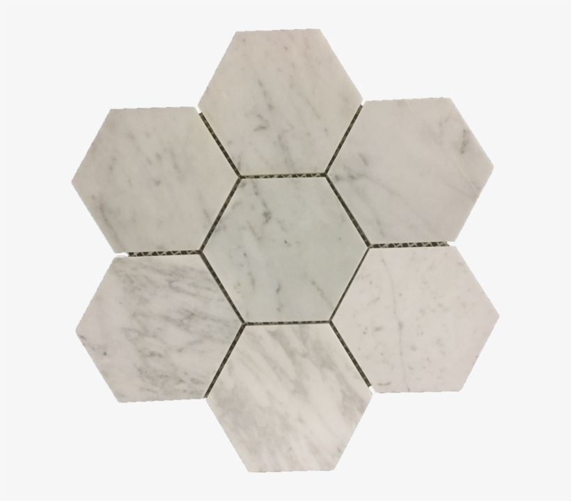 Bianco Carrara 5" Hexagon Mosaic Polished - Floor, transparent png #9010483