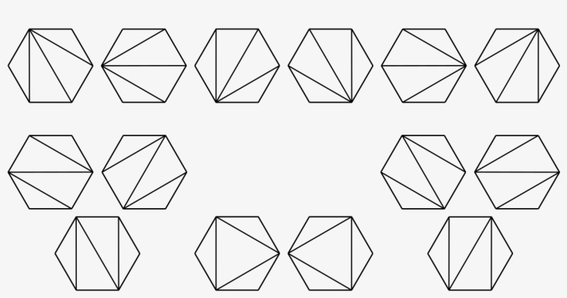 Catalan Hexagons Example - 14 Triangulations Of A Hexagon, transparent png #9010938