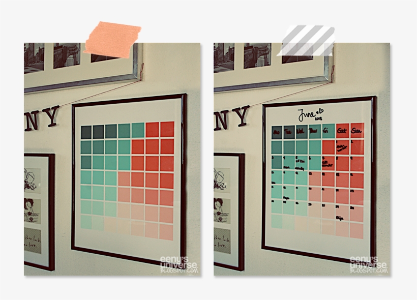 Diy Mint And Coral Ombre Paint Chip Calendar - Architecture, transparent png #9013162