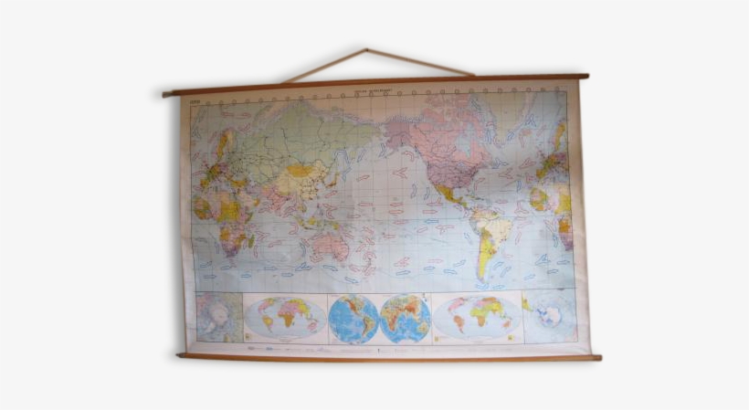 Large Map Of New School World Vintage - Anciennes Cartes D Ecole, transparent png #9013789