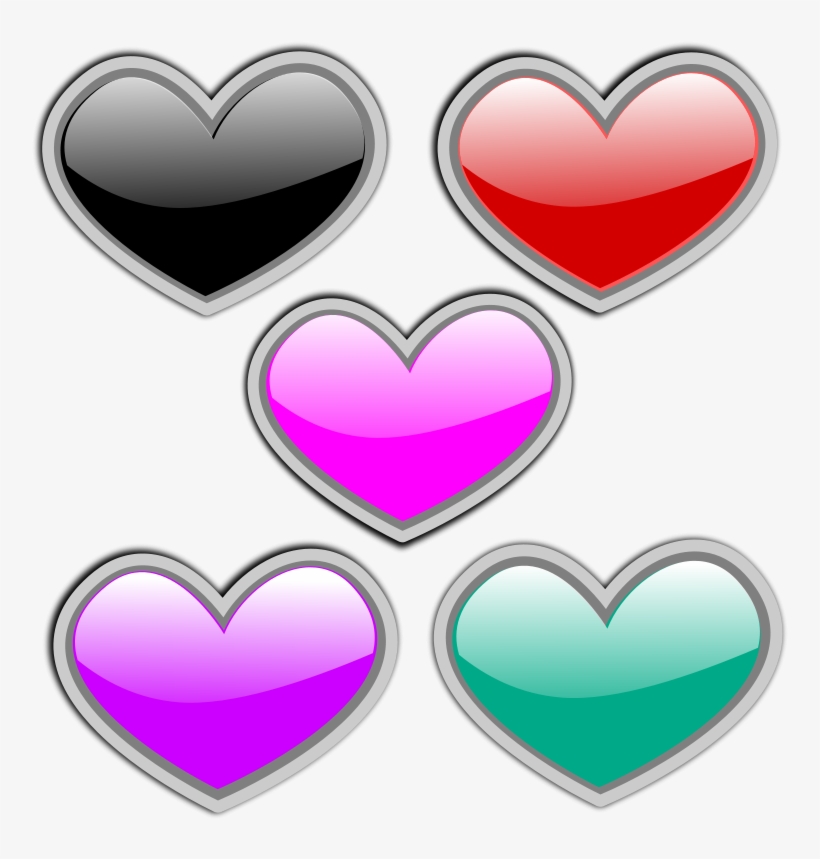 Gloss Heart 2 Free Vector / 4vector - Corazones De Colores Png, transparent png #9014695