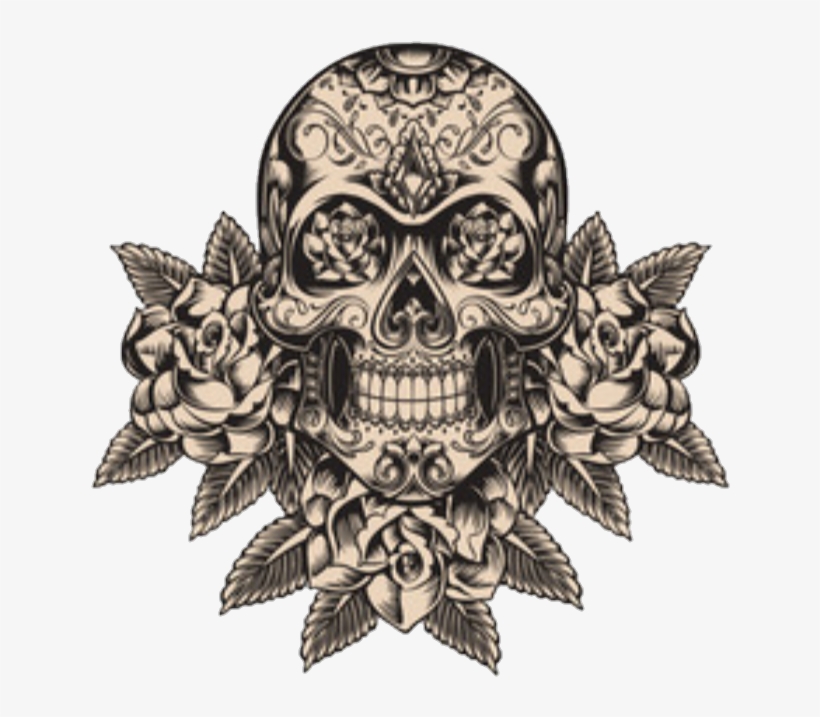Skulls Tattoos Sticker By - Detailed Sugar Skull Tattoo, transparent png #9019378